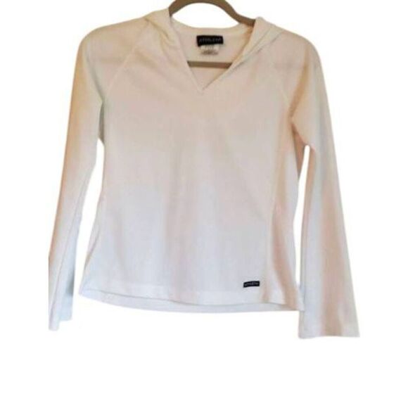 ATHLETA Waffle Knit Hoodie in White Size Small - Picture 2 of 3